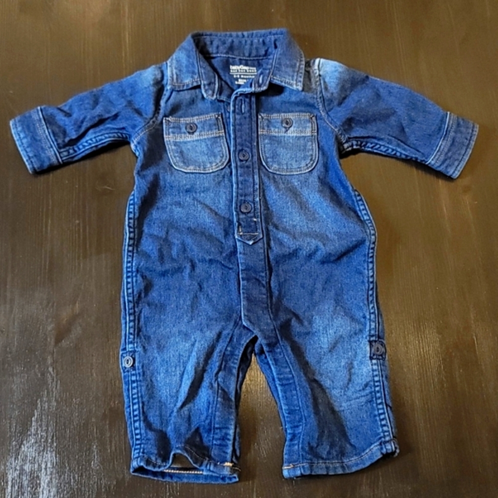 Baby Gap denim jumpsuit, blue denim, Size 3-6 months